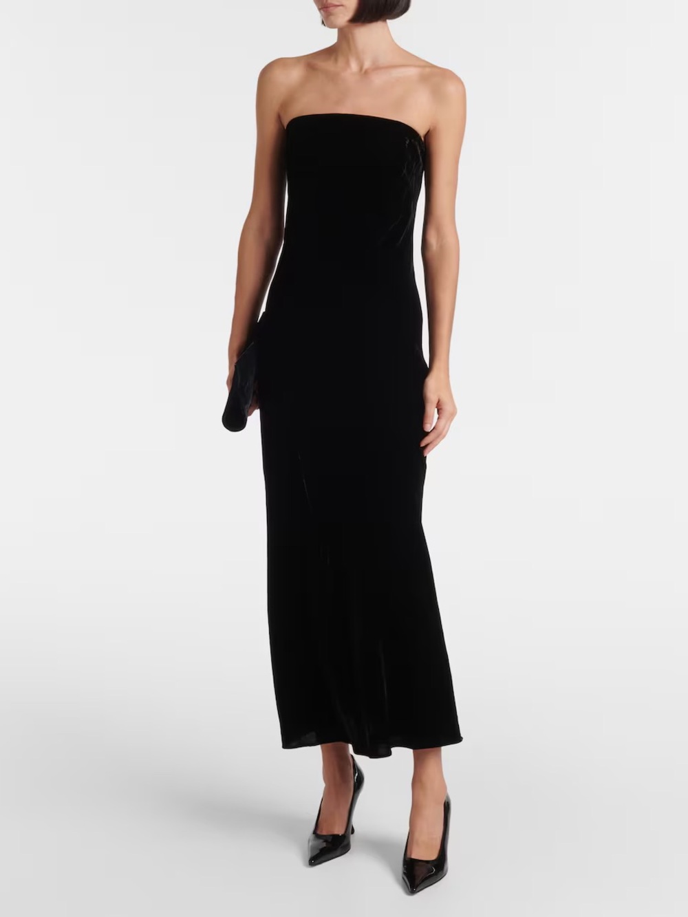 NEW Veronica Beard Flora black velvet bustier strapless midi dress